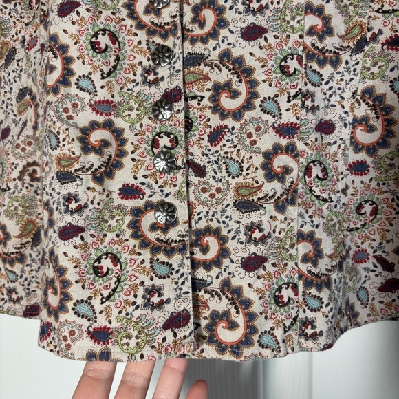 Christopher & Banks Women Button Down Shirt Jacket Small Paisley Coastal Cowgirl - Picture 6 of 12